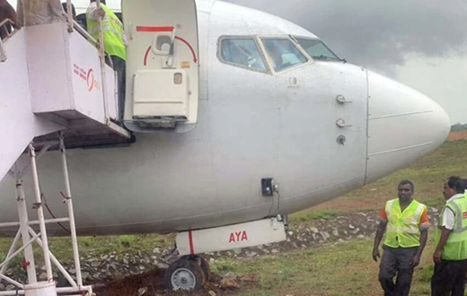 plane skids off Mangalore airport runway